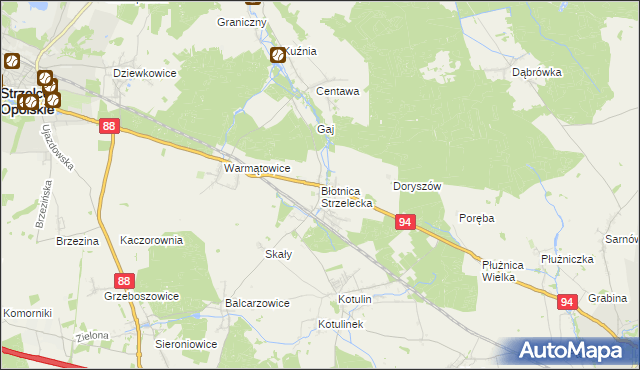 mapa Błotnica Strzelecka, Błotnica Strzelecka na mapie Targeo