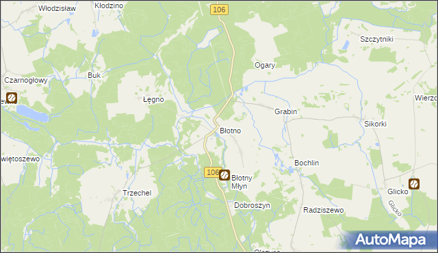 mapa Błotno gmina Nowogard, Błotno gmina Nowogard na mapie Targeo