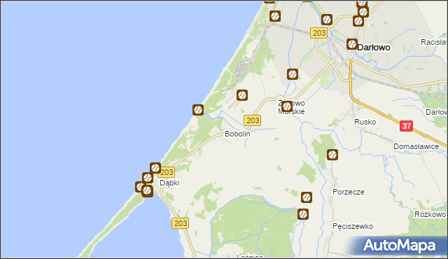 mapa Bobolin gmina Darłowo, Bobolin gmina Darłowo na mapie Targeo