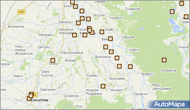 mapa Bobrowniki gmina Grabów nad Prosną, Bobrowniki gmina Grabów nad Prosną na mapie Targeo