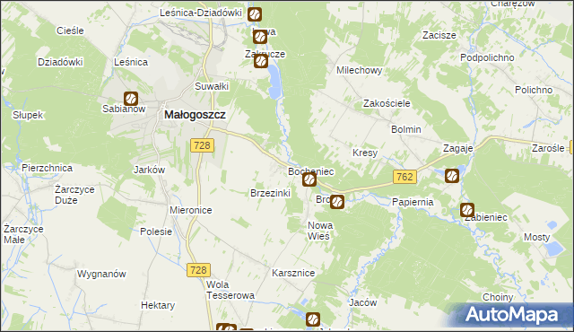 mapa Bocheniec gmina Małogoszcz, Bocheniec gmina Małogoszcz na mapie Targeo