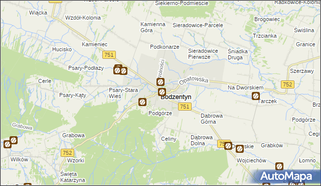 mapa Bodzentyn, Bodzentyn na mapie Targeo