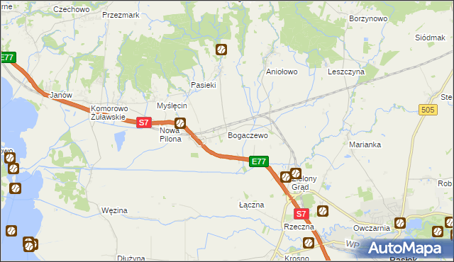 mapa Bogaczewo gmina Elbląg, Bogaczewo gmina Elbląg na mapie Targeo