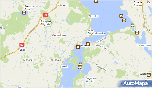 mapa Bogaczewo gmina Giżycko, Bogaczewo gmina Giżycko na mapie Targeo