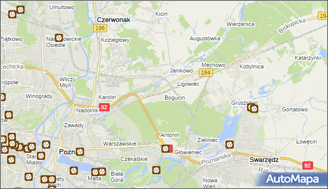 mapa Bogucin gmina Swarzędz, Bogucin gmina Swarzędz na mapie Targeo