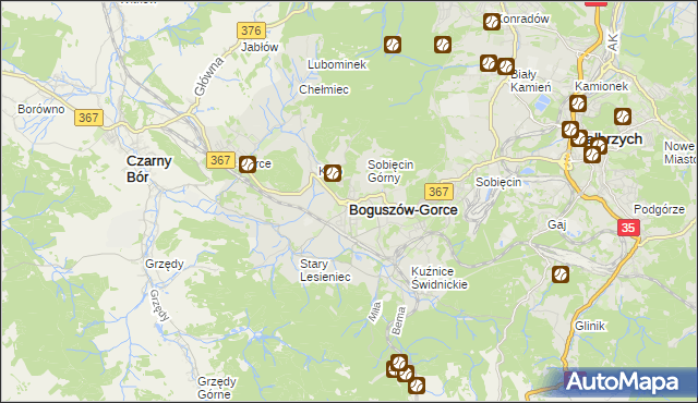 mapa Boguszów-Gorce, Boguszów-Gorce na mapie Targeo