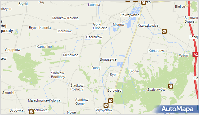 mapa Boguszyce gmina Piątek, Boguszyce gmina Piątek na mapie Targeo