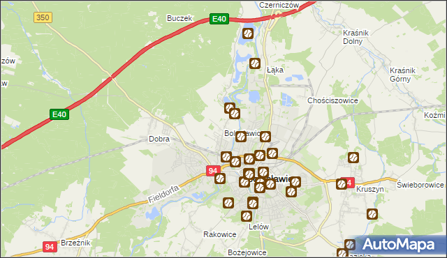 mapa Bolesławice gmina Bolesławiec, Bolesławice gmina Bolesławiec na mapie Targeo