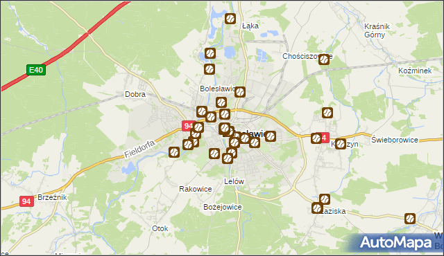 mapa Bolesławca, Bolesławiec na mapie Targeo