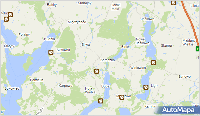 mapa Boreczno, Boreczno na mapie Targeo