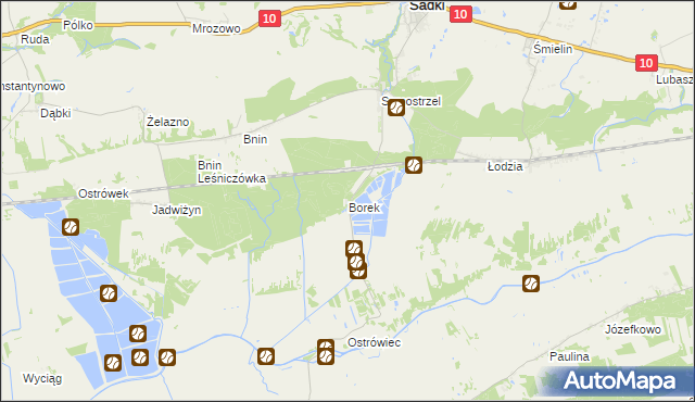 mapa Borek gmina Sadki, Borek gmina Sadki na mapie Targeo