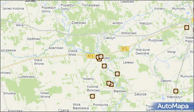 mapa Borkowo gmina Nasielsk, Borkowo gmina Nasielsk na mapie Targeo