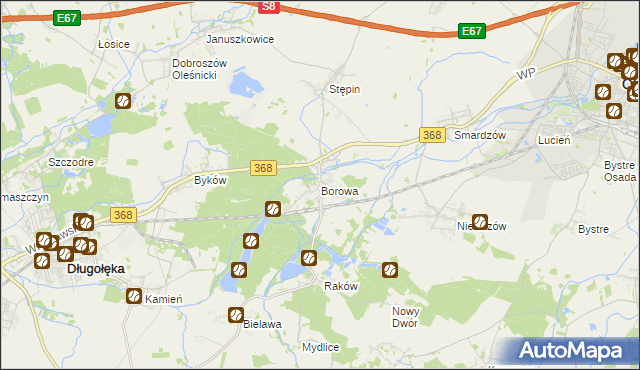 mapa Borowa gmina Długołęka, Borowa gmina Długołęka na mapie Targeo