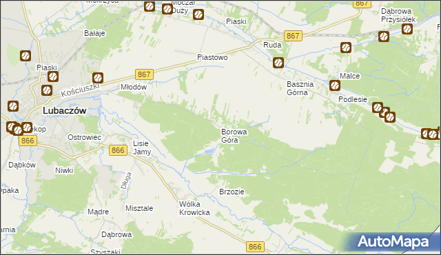 mapa Borowa Góra gmina Lubaczów, Borowa Góra gmina Lubaczów na mapie Targeo