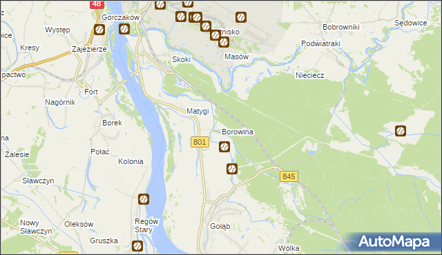 mapa Borowina gmina Puławy, Borowina gmina Puławy na mapie Targeo