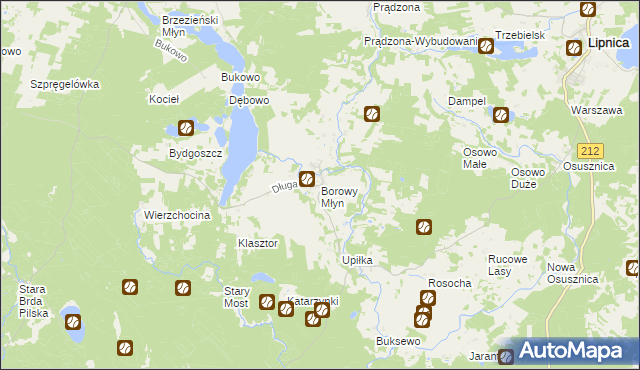 mapa Borowy Młyn gmina Lipnica, Borowy Młyn gmina Lipnica na mapie Targeo