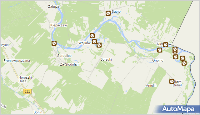mapa Borsuki gmina Sarnaki, Borsuki gmina Sarnaki na mapie Targeo