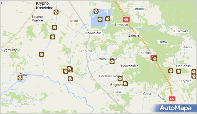 mapa Borsukówka, Borsukówka na mapie Targeo