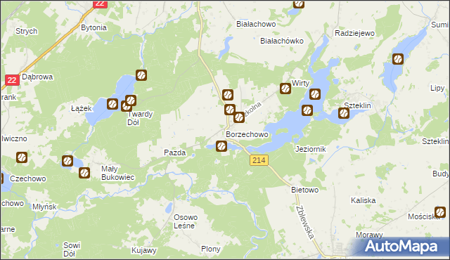 mapa Borzechowo, Borzechowo na mapie Targeo