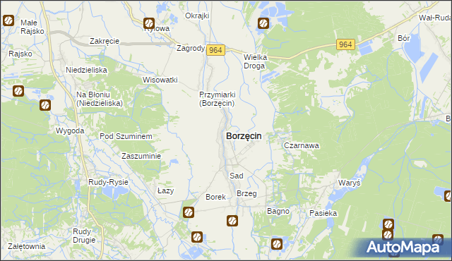 mapa Borzęcin powiat brzeski, Borzęcin powiat brzeski na mapie Targeo