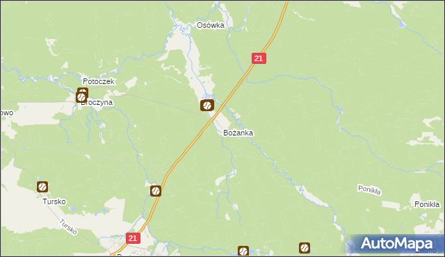 mapa Bożanka, Bożanka na mapie Targeo