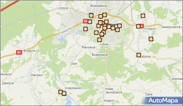 mapa Bożejowice, Bożejowice na mapie Targeo
