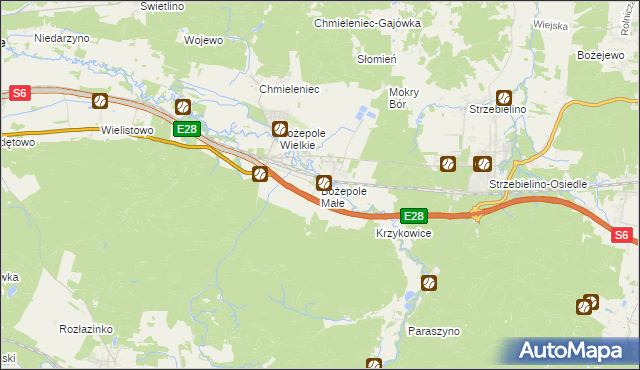 mapa Bożepole Małe, Bożepole Małe na mapie Targeo