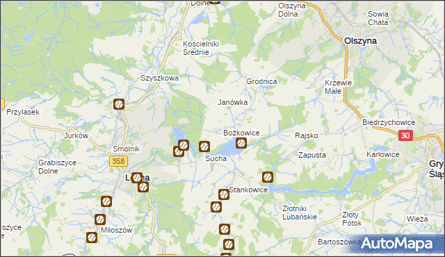 mapa Bożkowice, Bożkowice na mapie Targeo