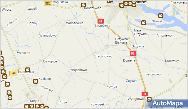 mapa Brąchnówko, Brąchnówko na mapie Targeo