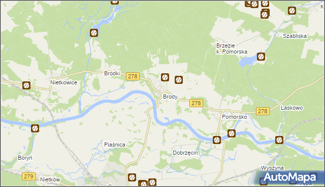 mapa Brody gmina Sulechów, Brody gmina Sulechów na mapie Targeo