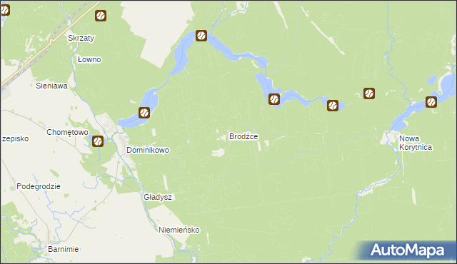 mapa Brodźce gmina Drawno, Brodźce gmina Drawno na mapie Targeo