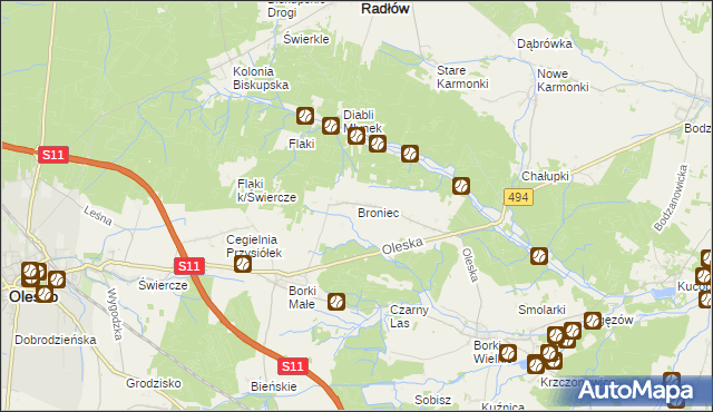 mapa Broniec, Broniec na mapie Targeo