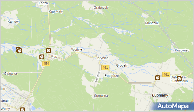 mapa Brynica gmina Łubniany, Brynica gmina Łubniany na mapie Targeo