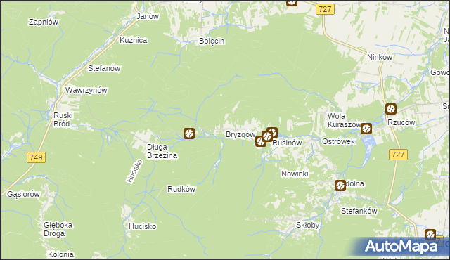 mapa Bryzgów, Bryzgów na mapie Targeo