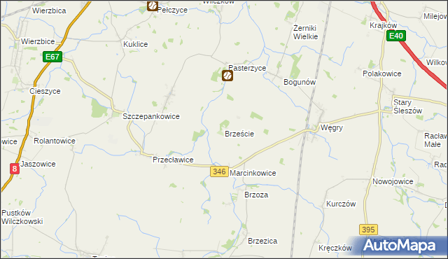 mapa Brzeście gmina Żórawina, Brzeście gmina Żórawina na mapie Targeo