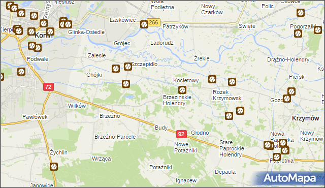 mapa Brzezińskie Holendry, Brzezińskie Holendry na mapie Targeo