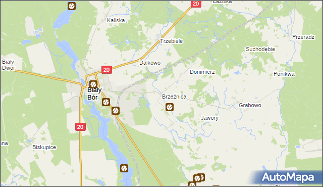 mapa Brzeźnica gmina Biały Bór, Brzeźnica gmina Biały Bór na mapie Targeo