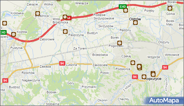 mapa Brzezówka gmina Ropczyce, Brzezówka gmina Ropczyce na mapie Targeo