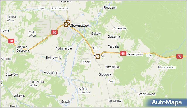 mapa Brzóza, Brzóza na mapie Targeo