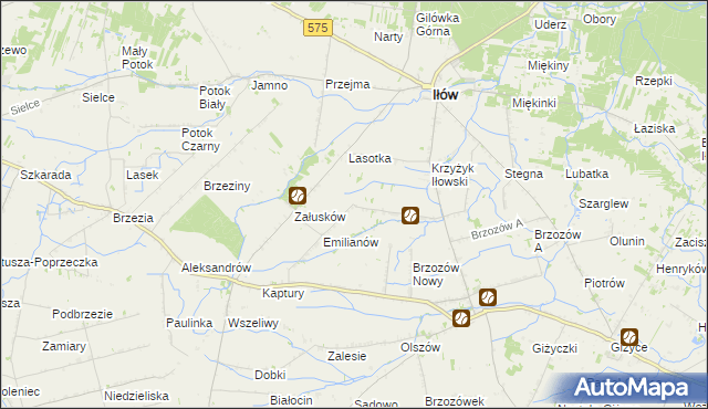 mapa Brzozowiec gmina Iłów, Brzozowiec gmina Iłów na mapie Targeo