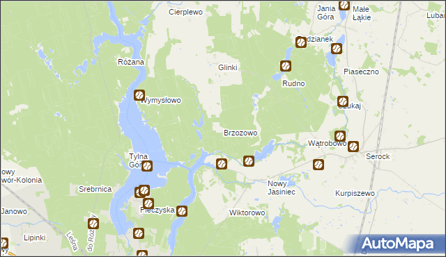 mapa Brzozowo gmina Koronowo, Brzozowo gmina Koronowo na mapie Targeo