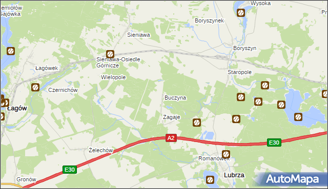 mapa Buczyna gmina Lubrza, Buczyna gmina Lubrza na mapie Targeo