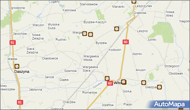 mapa Budki gmina Witonia, Budki gmina Witonia na mapie Targeo