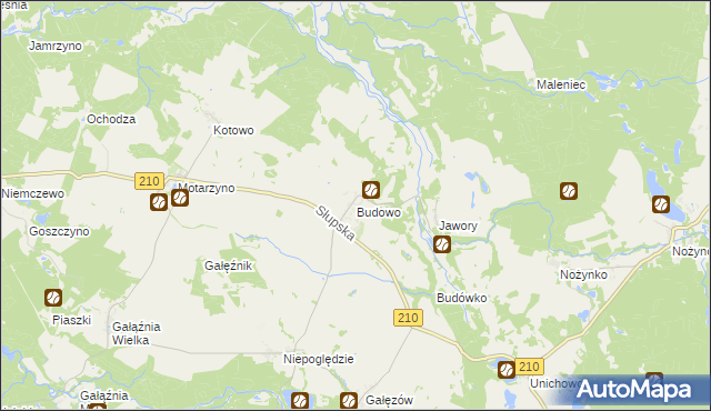 mapa Budowo, Budowo na mapie Targeo