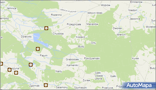 mapa Budy gmina Brąszewice, Budy gmina Brąszewice na mapie Targeo