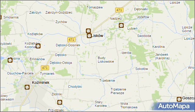 mapa Budy Liskowskie, Budy Liskowskie na mapie Targeo