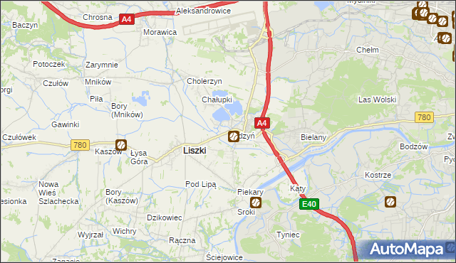 mapa Budzyń gmina Liszki, Budzyń gmina Liszki na mapie Targeo