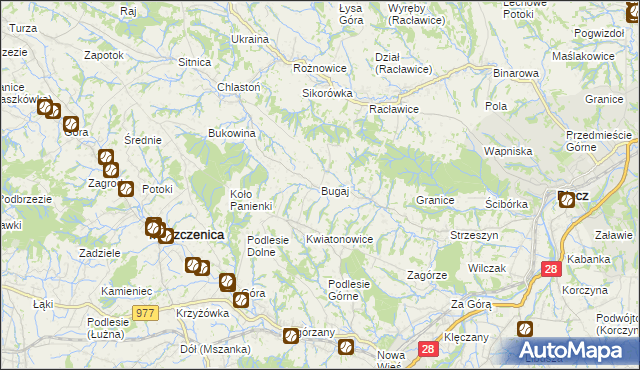 mapa Bugaj gmina Biecz, Bugaj gmina Biecz na mapie Targeo
