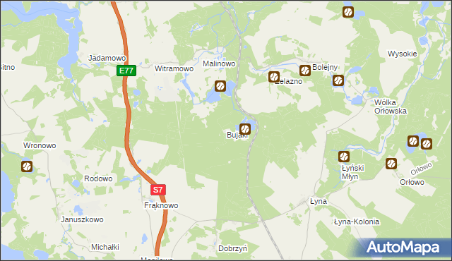 mapa Bujaki gmina Nidzica, Bujaki gmina Nidzica na mapie Targeo