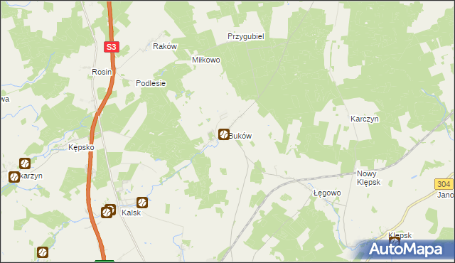 mapa Buków gmina Sulechów, Buków gmina Sulechów na mapie Targeo